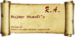 Rujder Atanáz névjegykártya